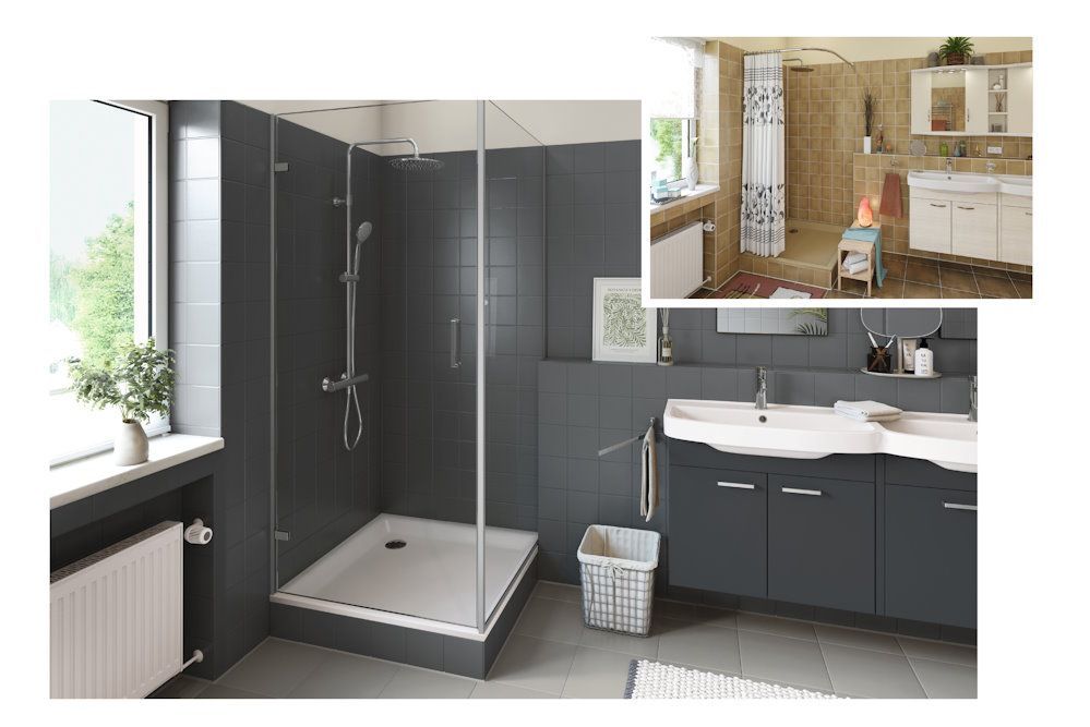 Modernes Badezimmer mit ebenerdiger Dusche